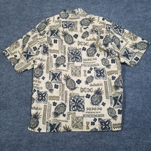 Mens L Tommy Bahama Tropical Pineapple Button Shirt Tiki Beach - Picture 2 of 6